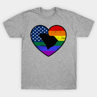 South Carolina United States Gay Pride Flag Heart T-Shirt